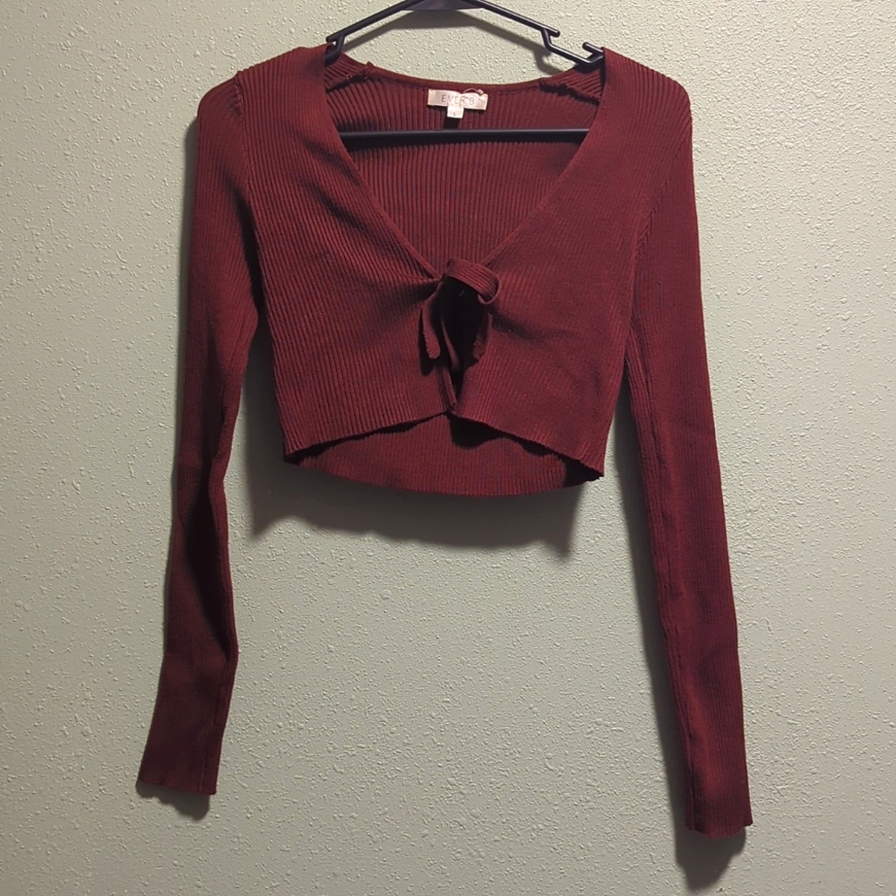 Brown Tie Crop Top